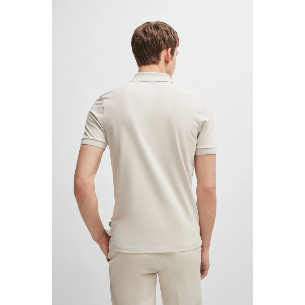 Boss Pique Polo Shirt Gray Heren