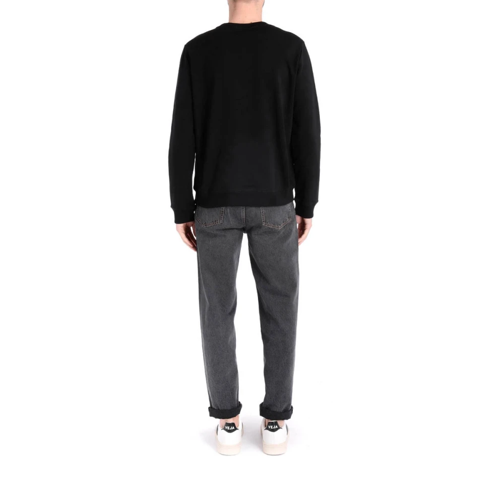 A.p.c. Zwarte Katoenen Heren Sweatshirt met Wit Logo Black Heren