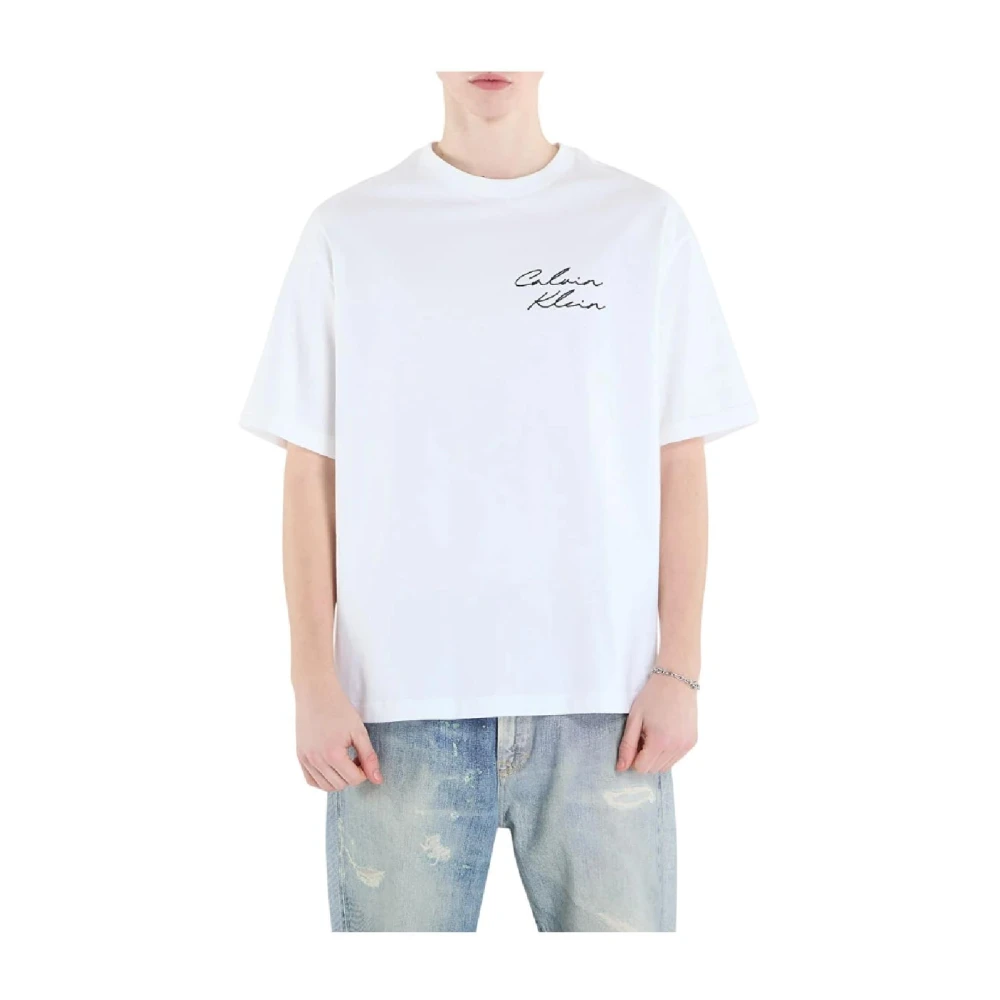 Calvin Klein Men's White T-Shirts, S, Modern Streetwear T-Shirt
