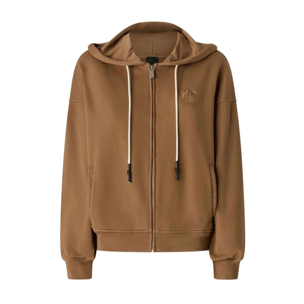 Pinko Women's Brown Silk & Nylon Jumper - Zip-Throughs - Xs - Sweatshirts & Hoodies