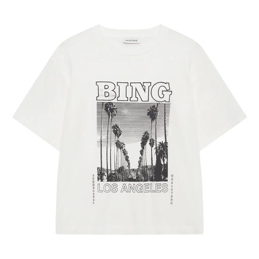 Anine Bing Women's White T-Shirts, M, Louis Tee Bing Tour