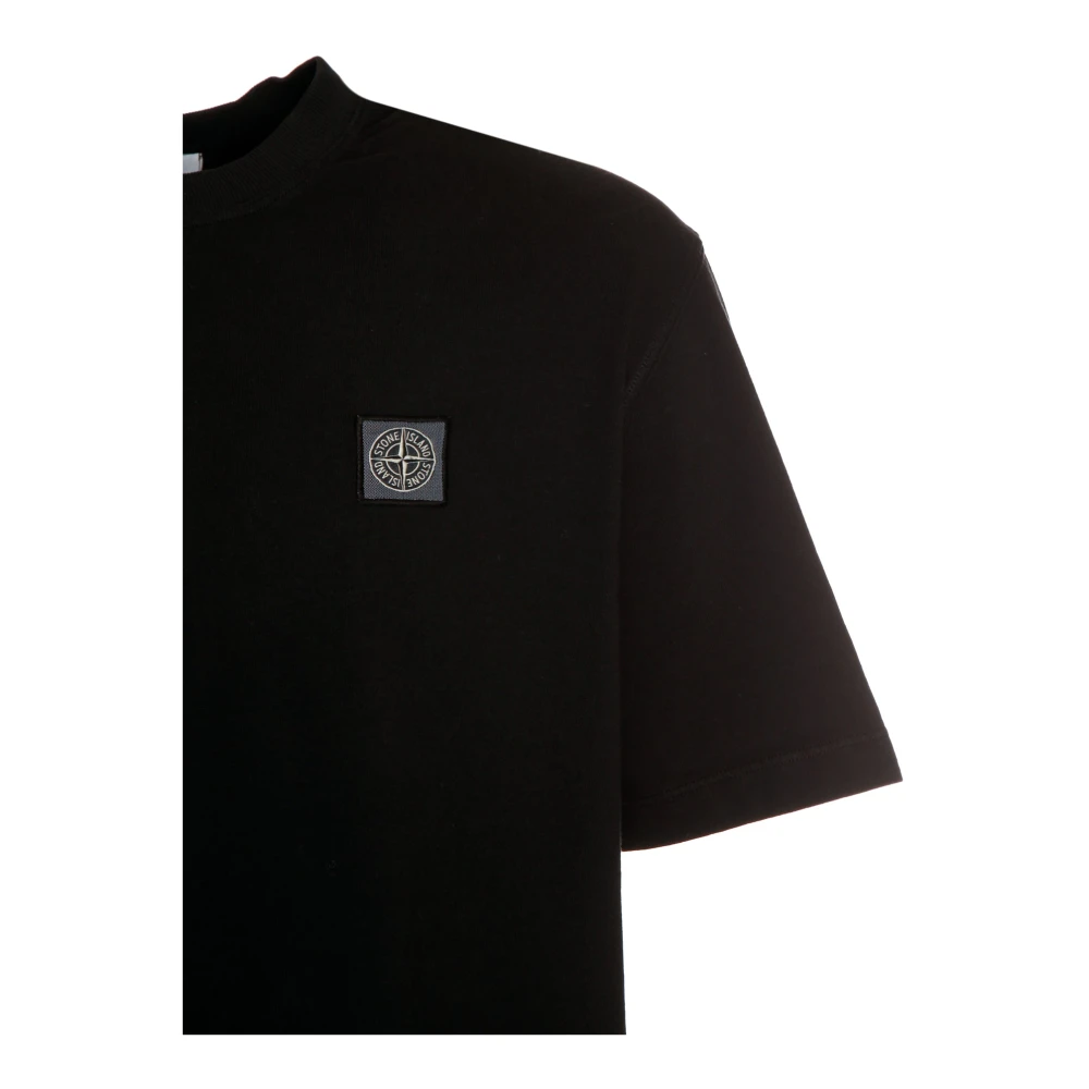 Stone Island Geribbelde Ronde Hals T-Shirt Black Heren