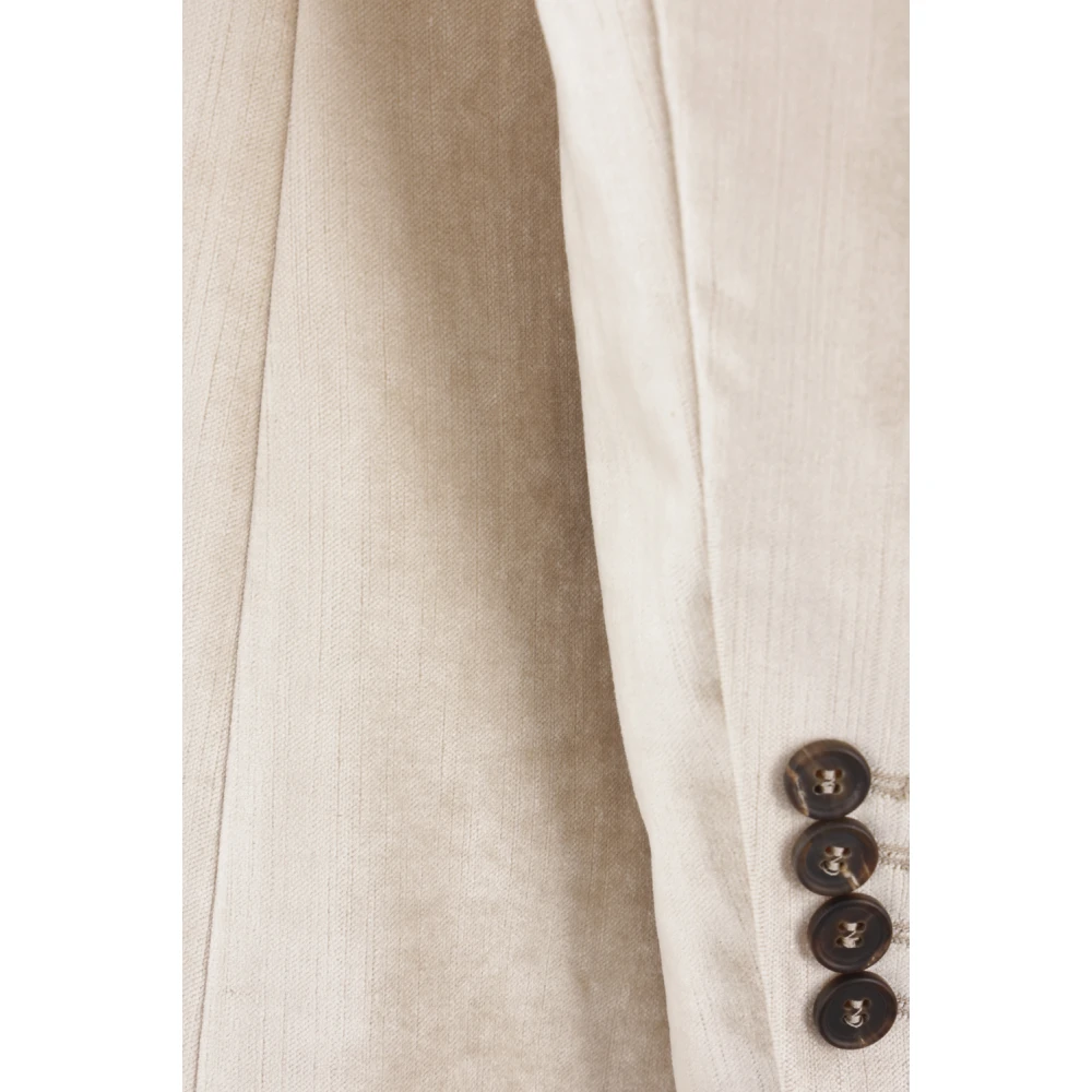 BRUNELLO CUCINELLI Beige Fluwelen Jas met Borduurwerk Beige Dames