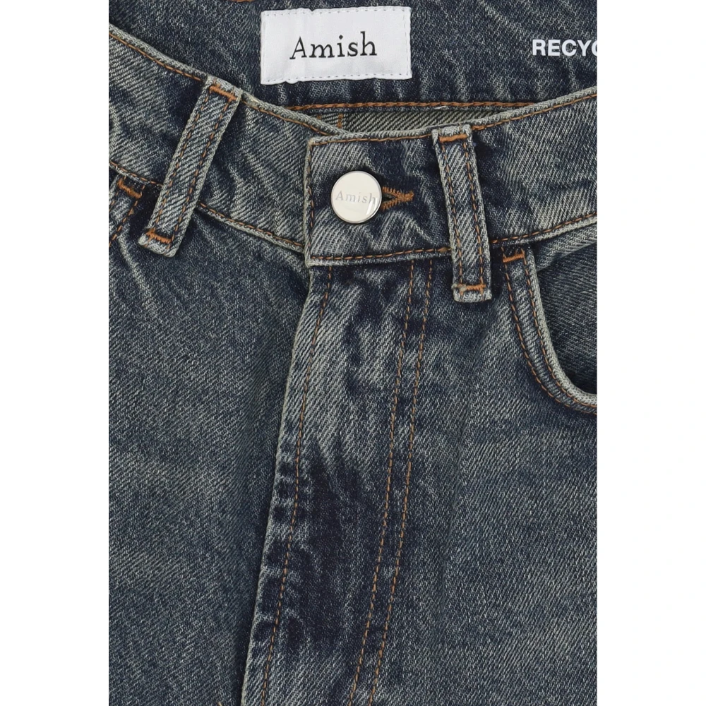 Amish Hoge Taille Cigarette Cut Denim Jeans Blue Dames