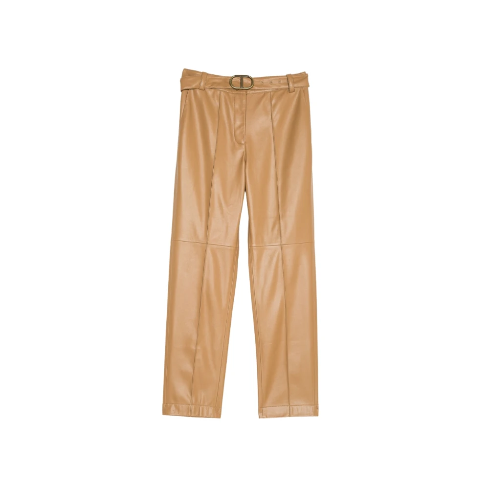 Twinset Straight Leg Pants Brown Dames