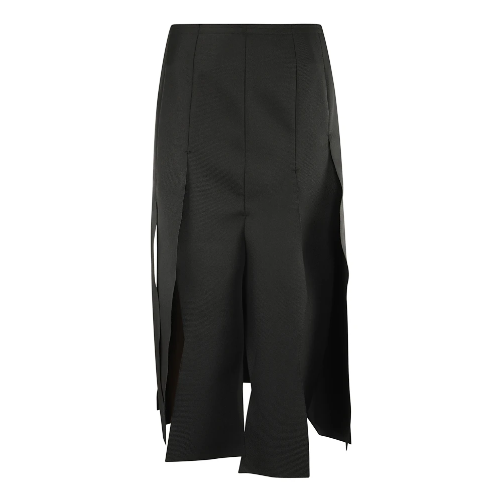 Comme des Garçons Zwarte Ruwe Stof Gepaneelde Midi Rok Black Dames