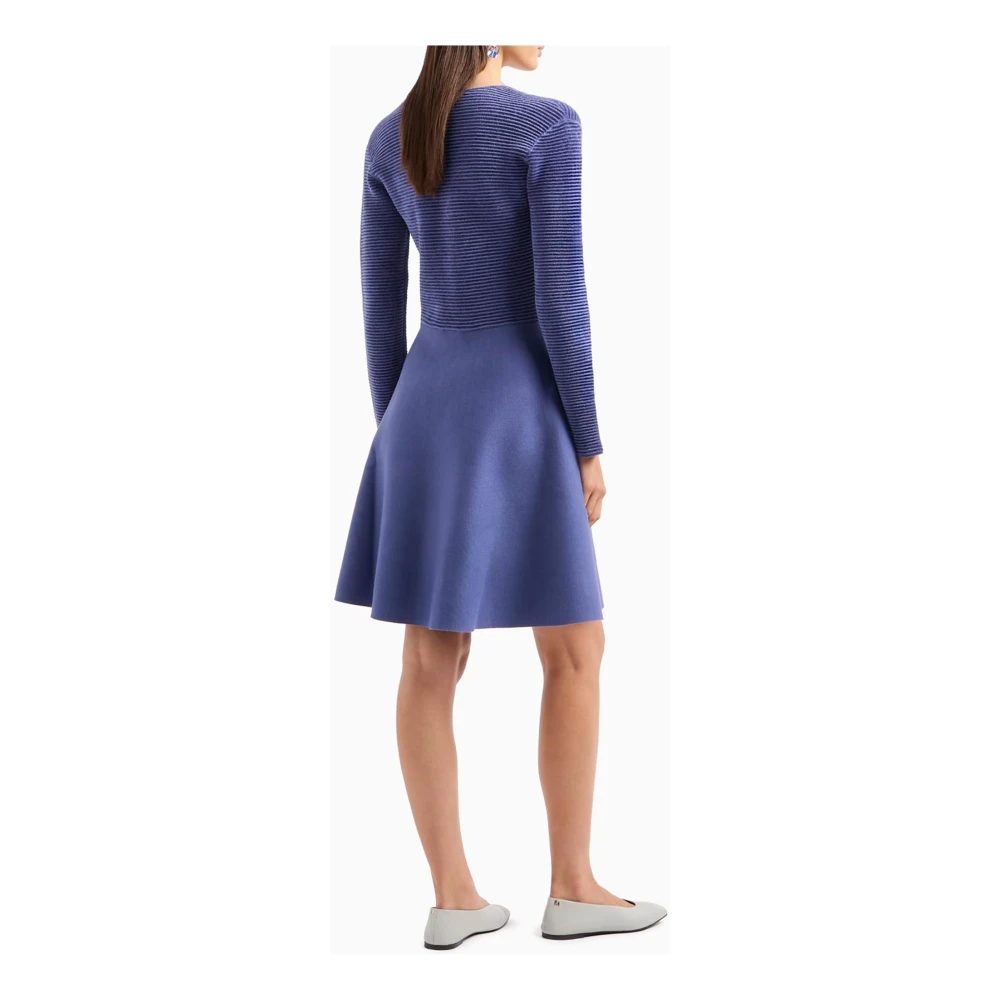 Emporio Armani Elegante V-hals Jurk met Lange Mouwen Purple Dames