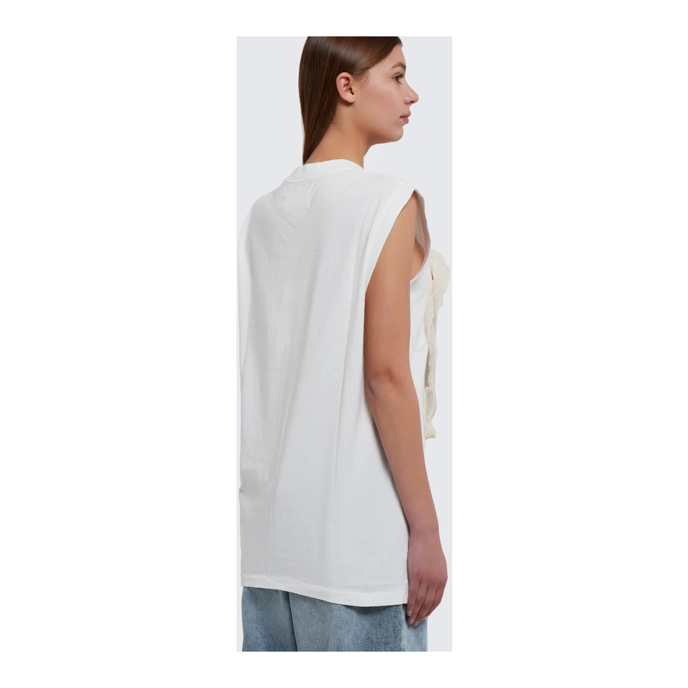 Maison Margiela Oversized Zwart Print T-Shirt White Dames