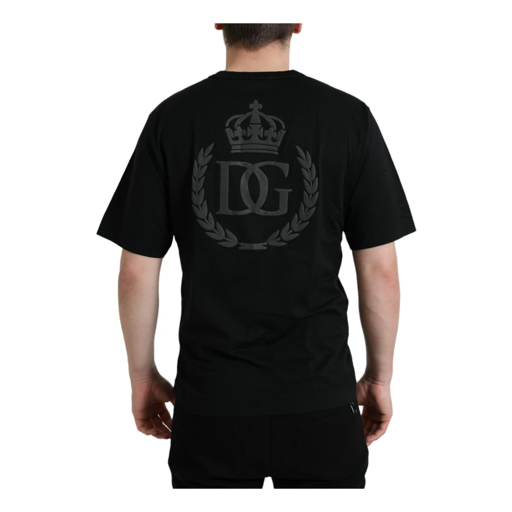 Dolce & Gabbana Geëmbosseerd Logo Katoenen Tee Black Heren