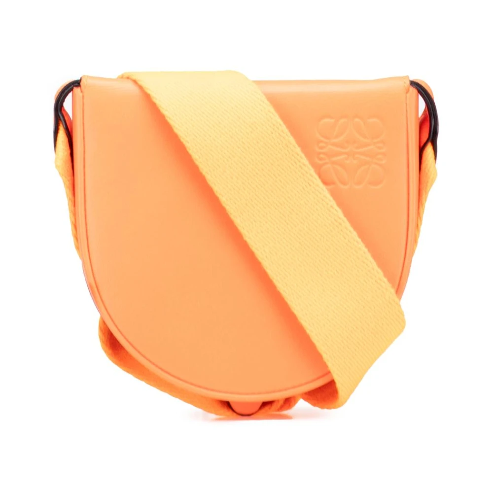 Loewe Pre-Owned Vrouw Oranje Tweedehands Crossbody Saddle Tas Met Verstelbare Schouderband