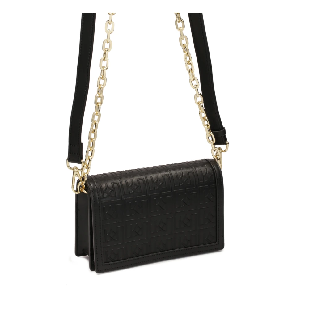 Kazar Zwarte monogram handtas met riem en ketting Black Dames