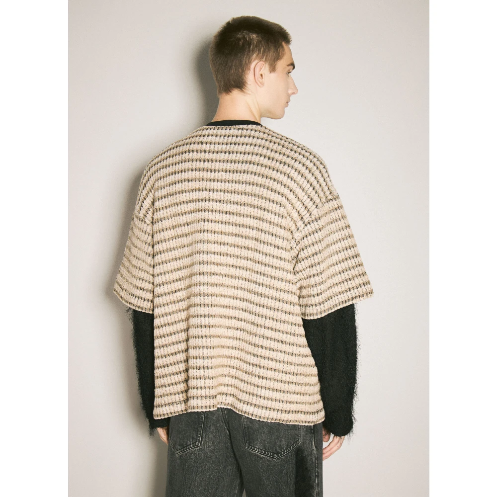 Song for the Mute Fuzzy Sleeve Double-Layered Sweater Beige Heren
