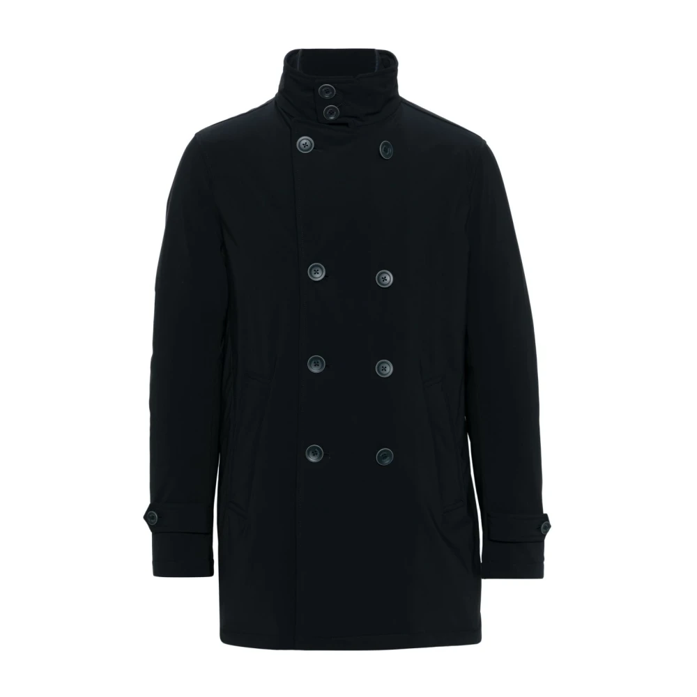 Herno Uomo Nero Cappotto Blu A Doppio Petto Aw25