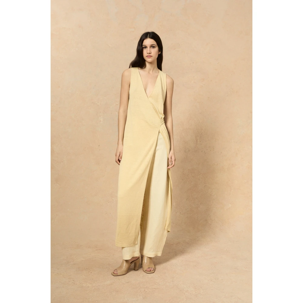 Cortana Zijden Omslagjurk Beige Dames