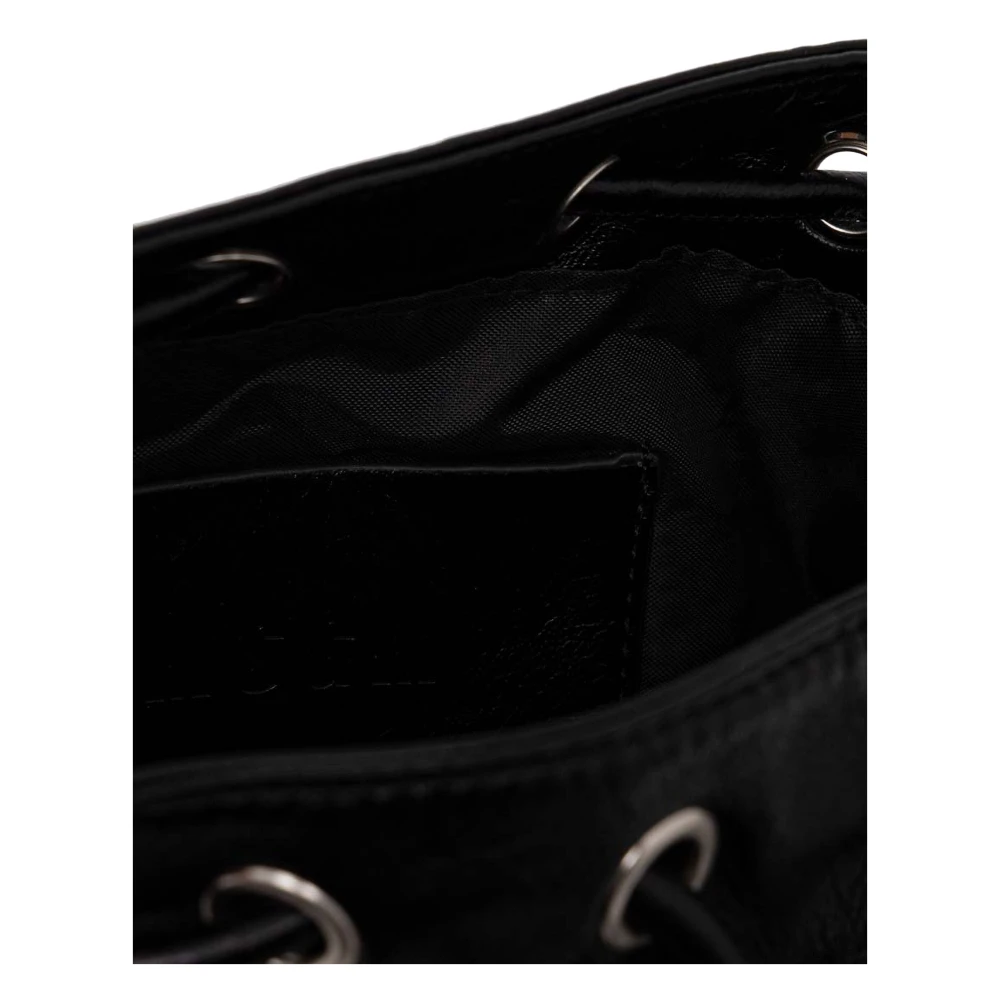 Msgm Gekraakt imitatieleer bucket bag met logodetail Black Dames