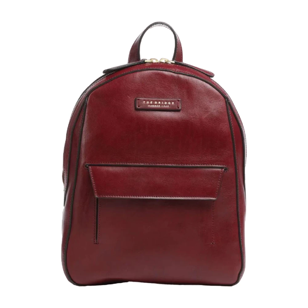 The Bridge Stijlvolle leren tas met gouden details Brown Dames