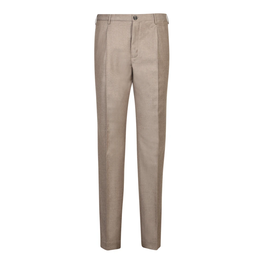 Incotex Beige Wol Tapered Fit Broek Beige Heren