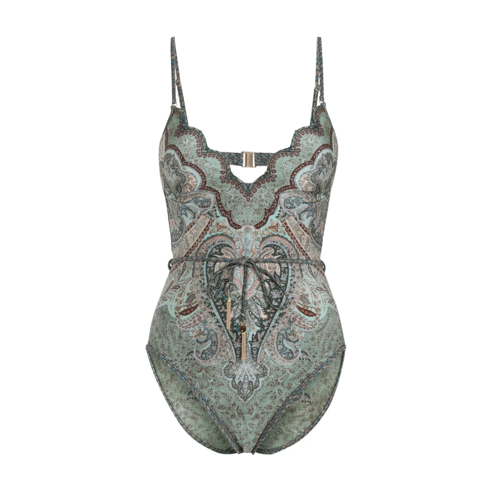 Zimmermann Women's Multicolor Wanderlust Scallop One-Piece - Swimsuits - M - Swimwear