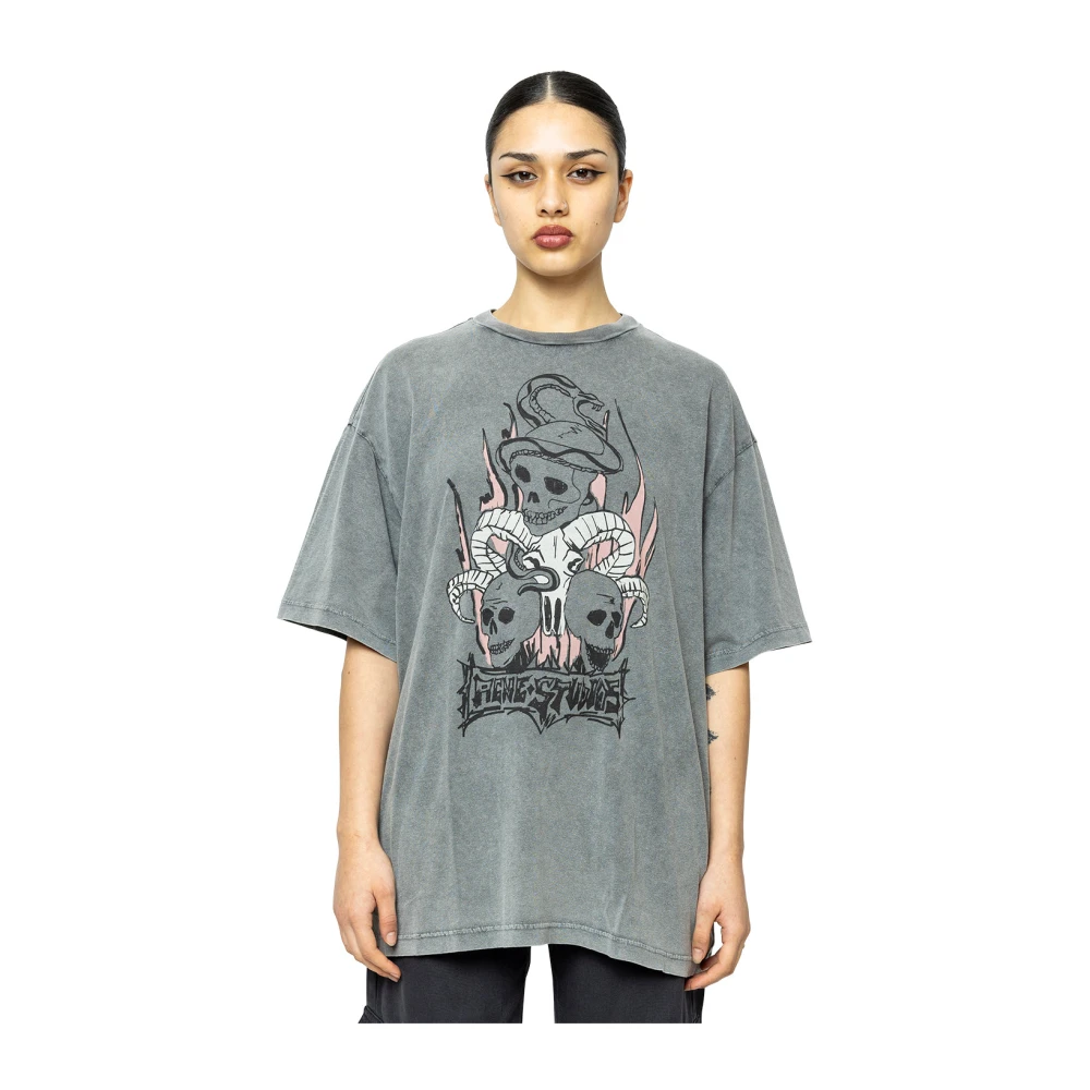 Acne Studios Faded Black T-Shirt - Mångsidig och Stilfull Gray, Dam