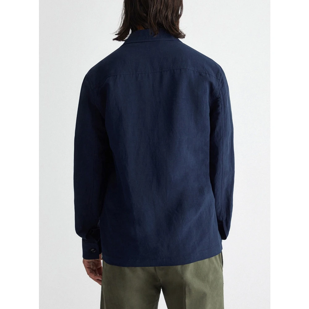 Liu Jo Blauw Linnen Jas Mannen Navy Blue Heren