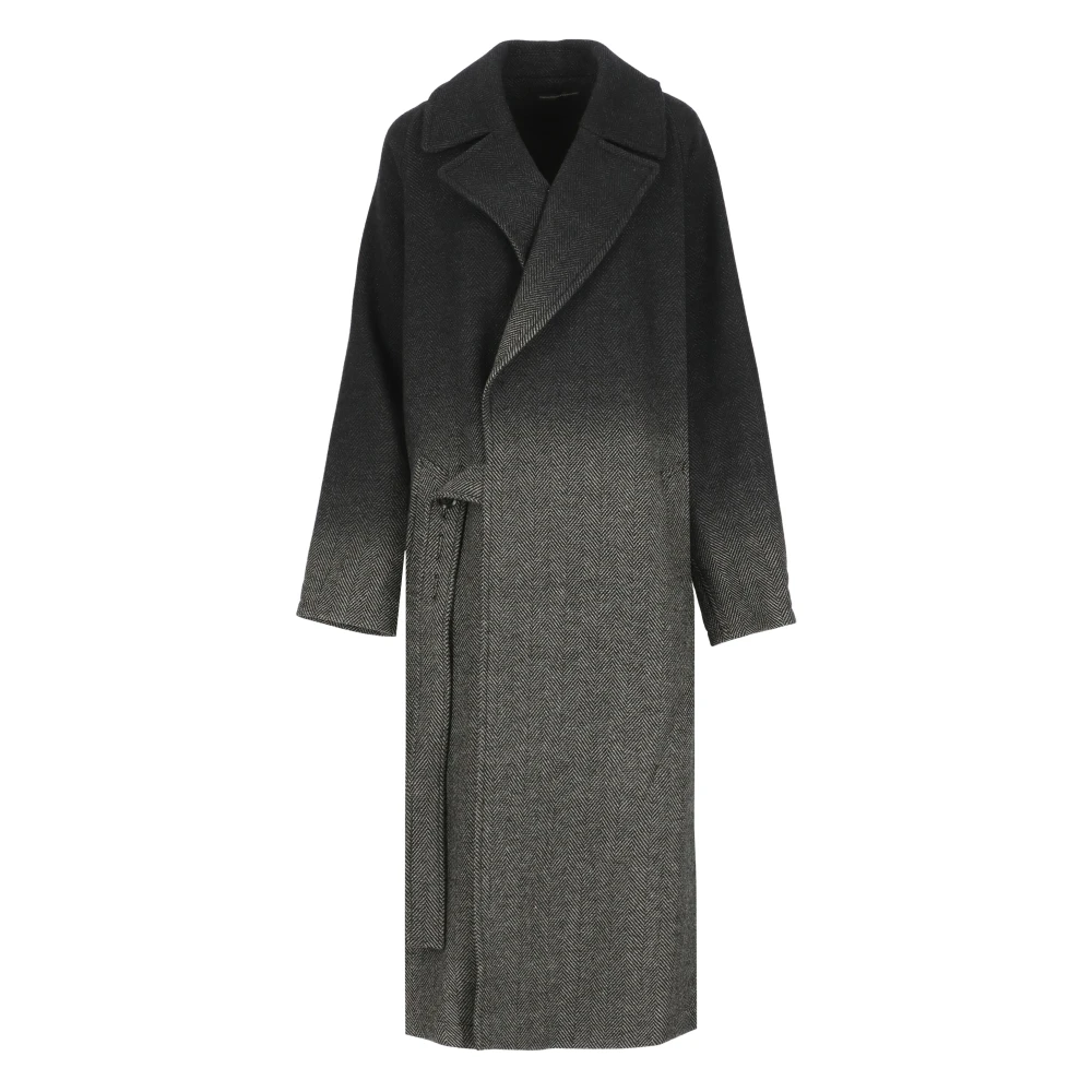 Y-3 Zwarte wollen jas met pieklapel Black Dames