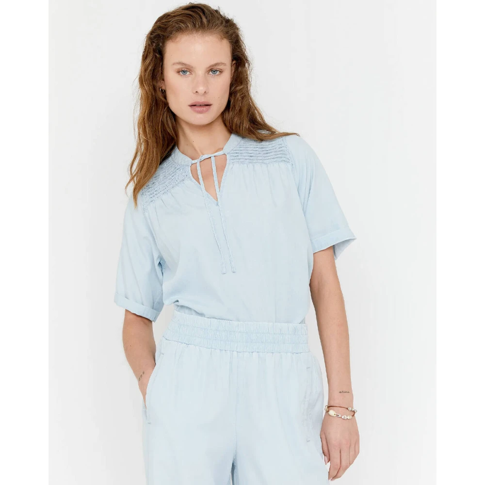 Moscow Korte Mouw Blouse Willy Blue Dames