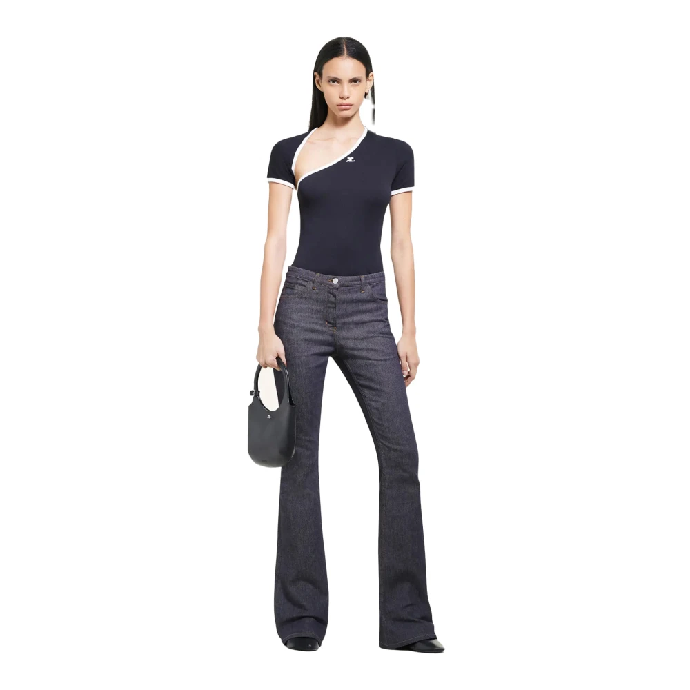 Courrèges Slash Contrast T-Shirt Black Dames