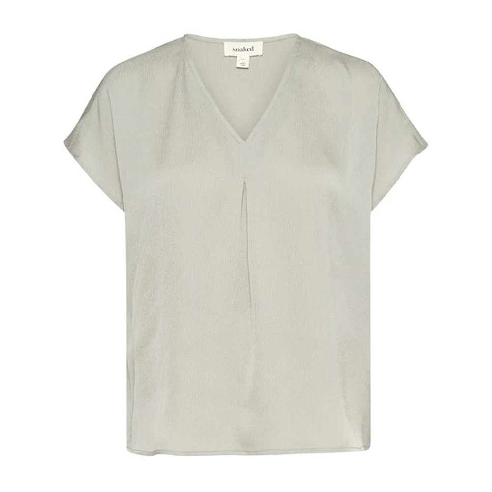 Soaked In Luxury Women's Beige Blouses, Xs, Feminine Top With V-Neck And Pleats