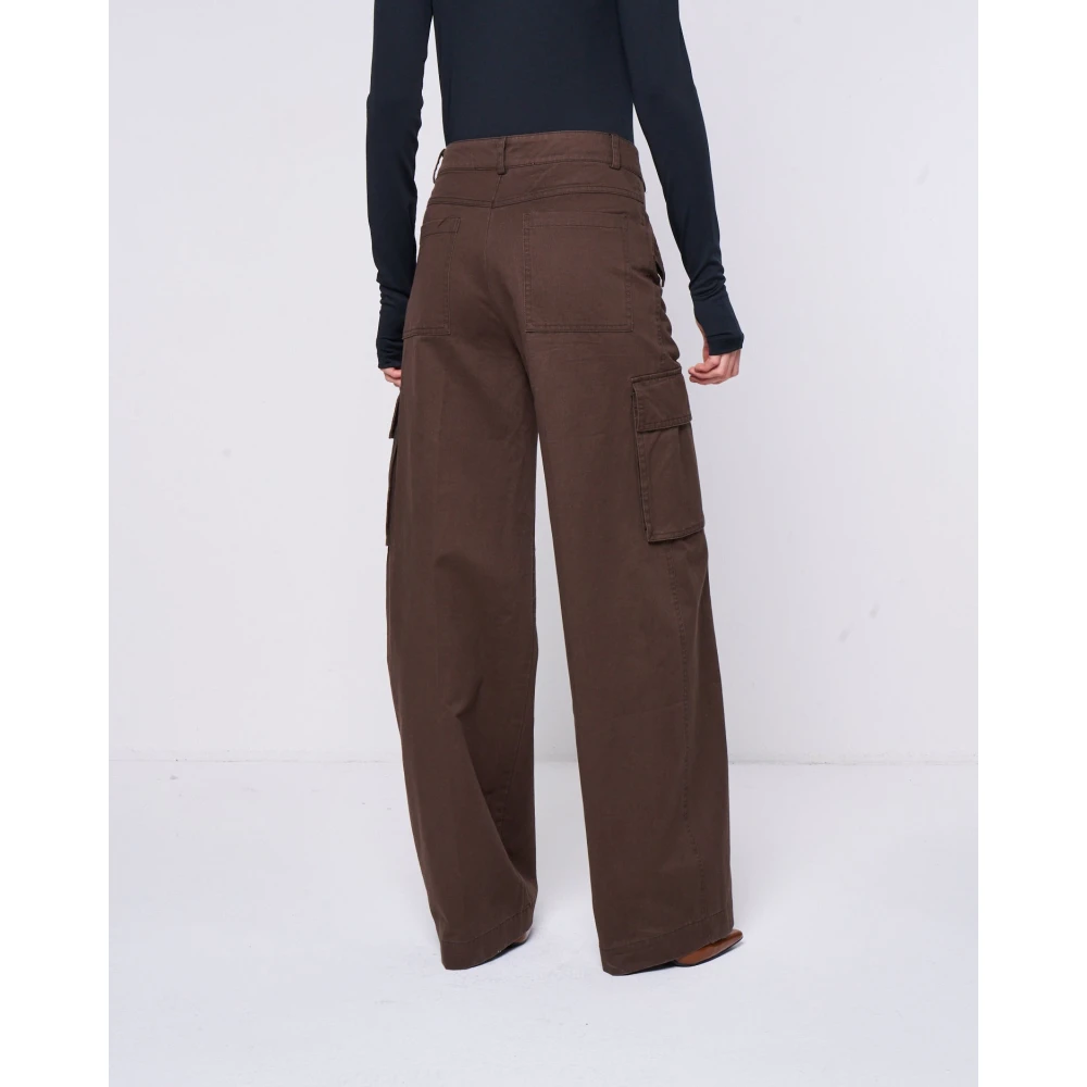 Silvian Heach Cargo broek met wijde pijpen Brown Dames