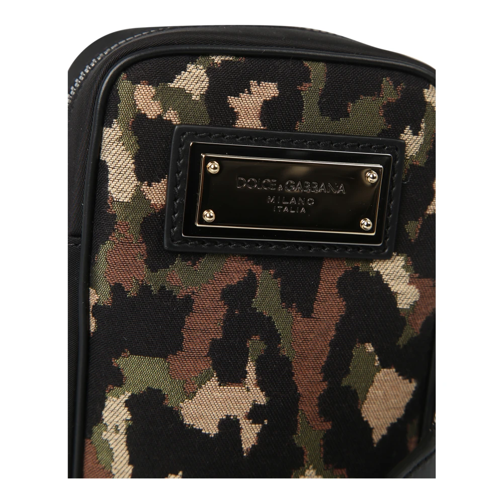 Dolce & Gabbana Camouflage Jacquard Crossbody Tas Brown Heren