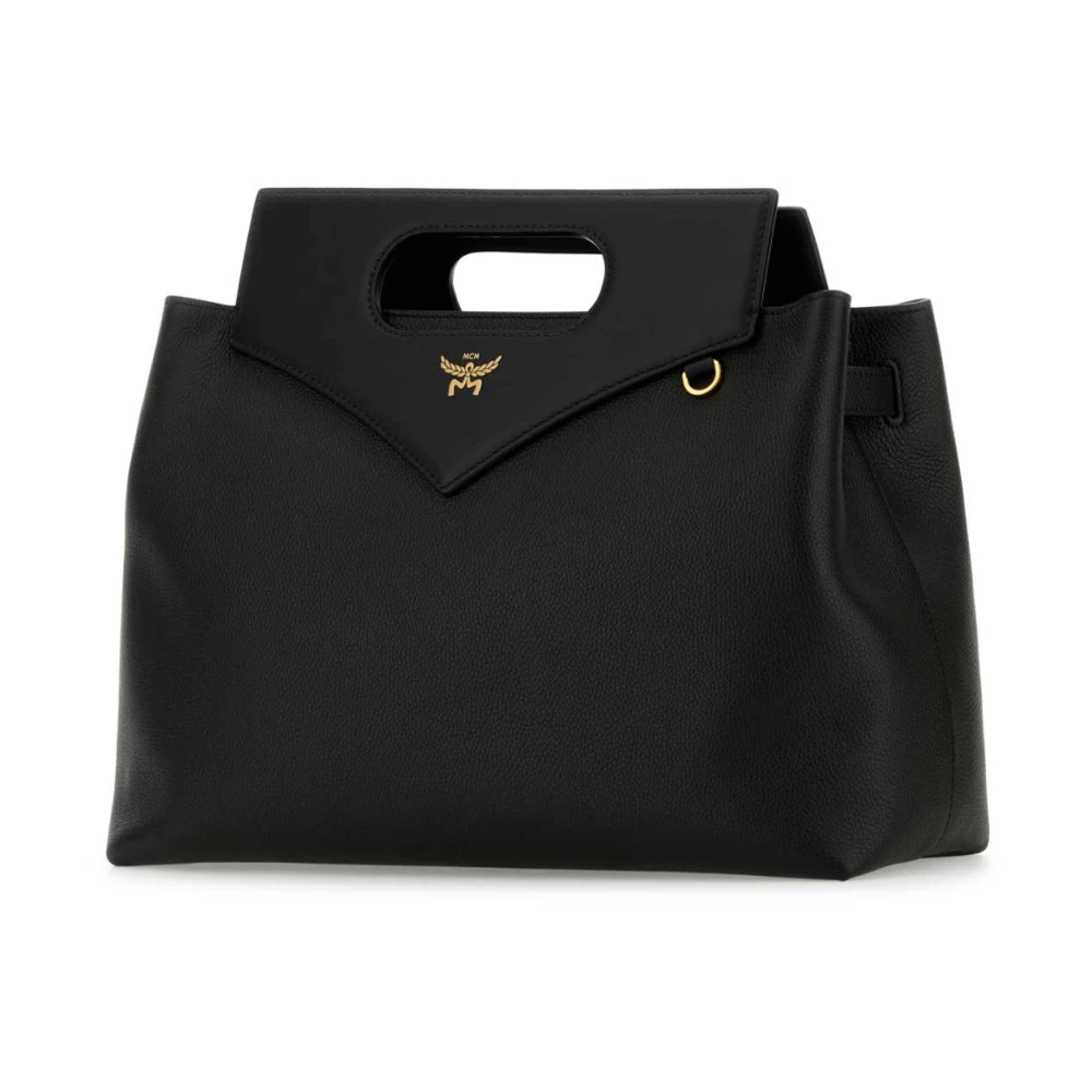 MCM Zachte Diamant Zwarte Leren Handtas Black Dames