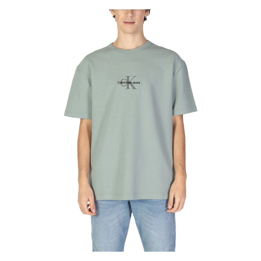 Calvin Klein Jeans Groene Bedrukte T-shirt Korte Mouw Green Heren
