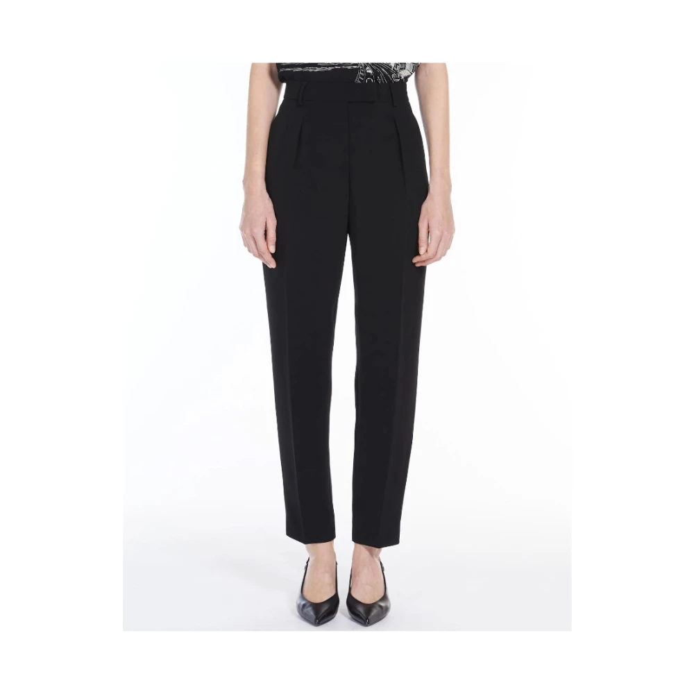 Max Mara Studio Zwarte Broek Regular Fit Black Dames