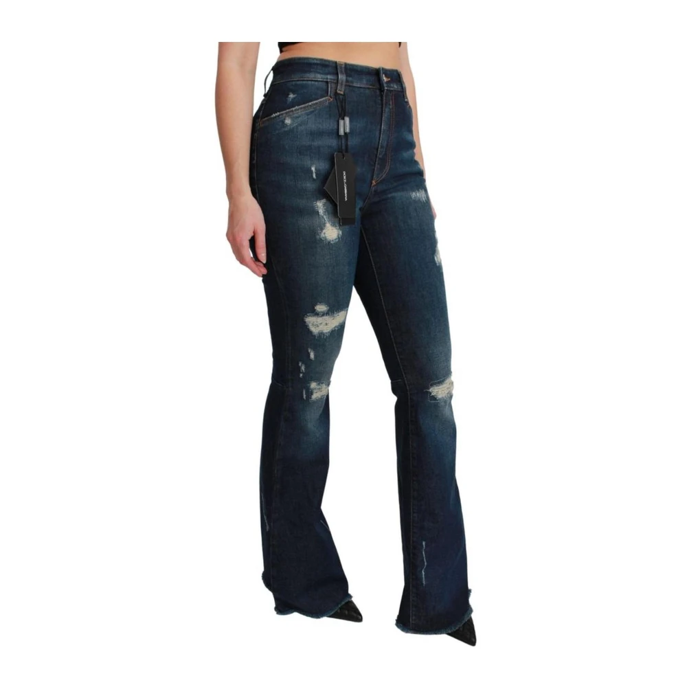Dolce & Gabbana Retro Flared Blauwe Denim Jeans Blue Dames