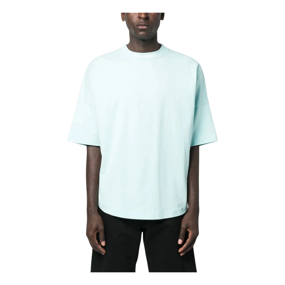 Palm Angels Uomo Blu - Classic Logo Over Tee - Tops - L