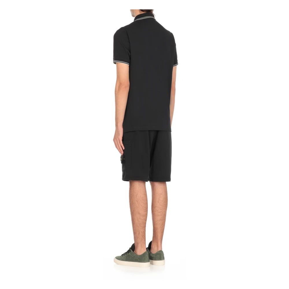Stone Island Blauw Katoenen Poloshirt met Logopatch Blue Heren