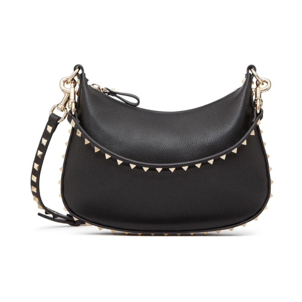 Valentino Garavani Zwarte leren hobo tas met platin studs Black Dames