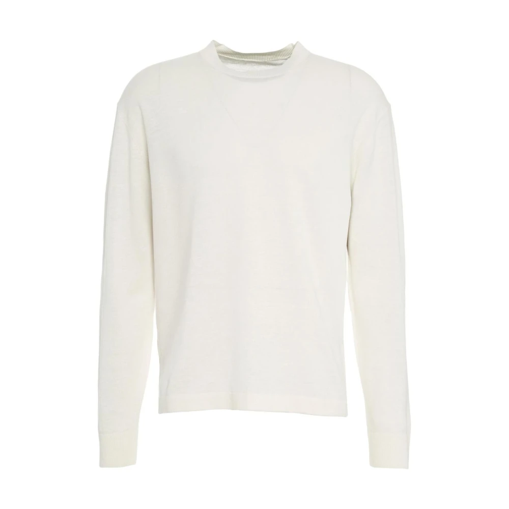 Paolo Pecora Men's White Round-Neck Knitwear,, Crew Neck Jumper Knitwear Large