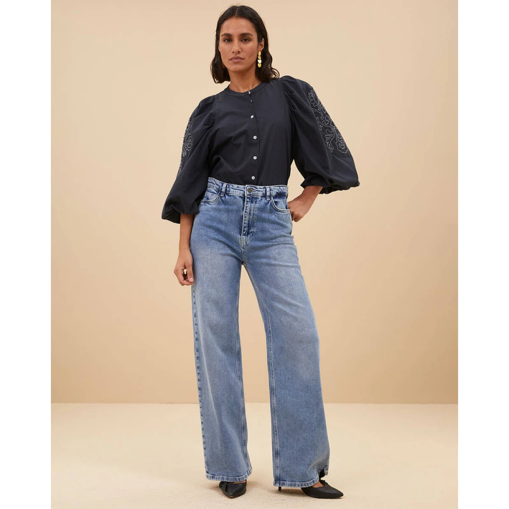 By-Bar Ziggy Lange Mouw Blouse Blue Dames