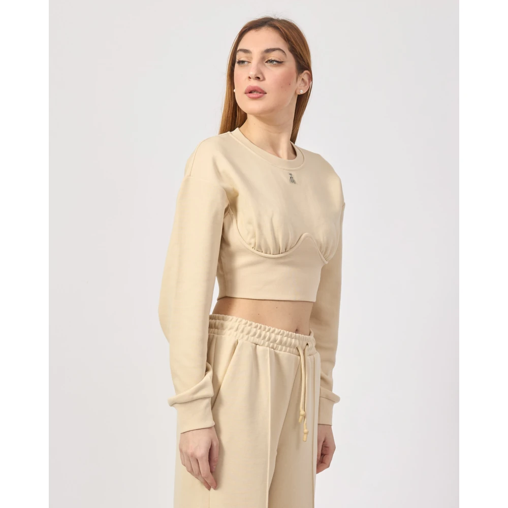 PATRIZIA PEPE Beige Sweater met Onderborst Draad Beige Dames