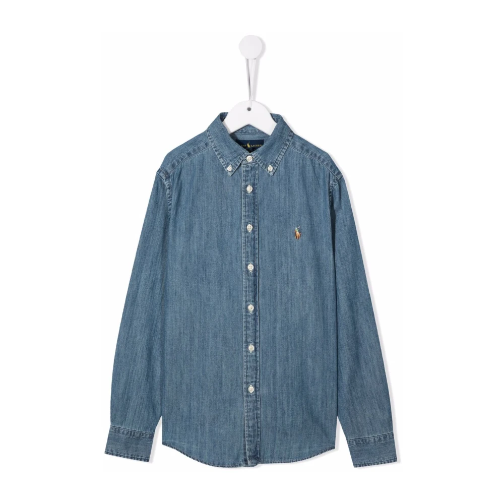 Polo Ralph Lauren Blue Kids Shirts, Male, 4 Y, Kids Embroidered Denim Shirt