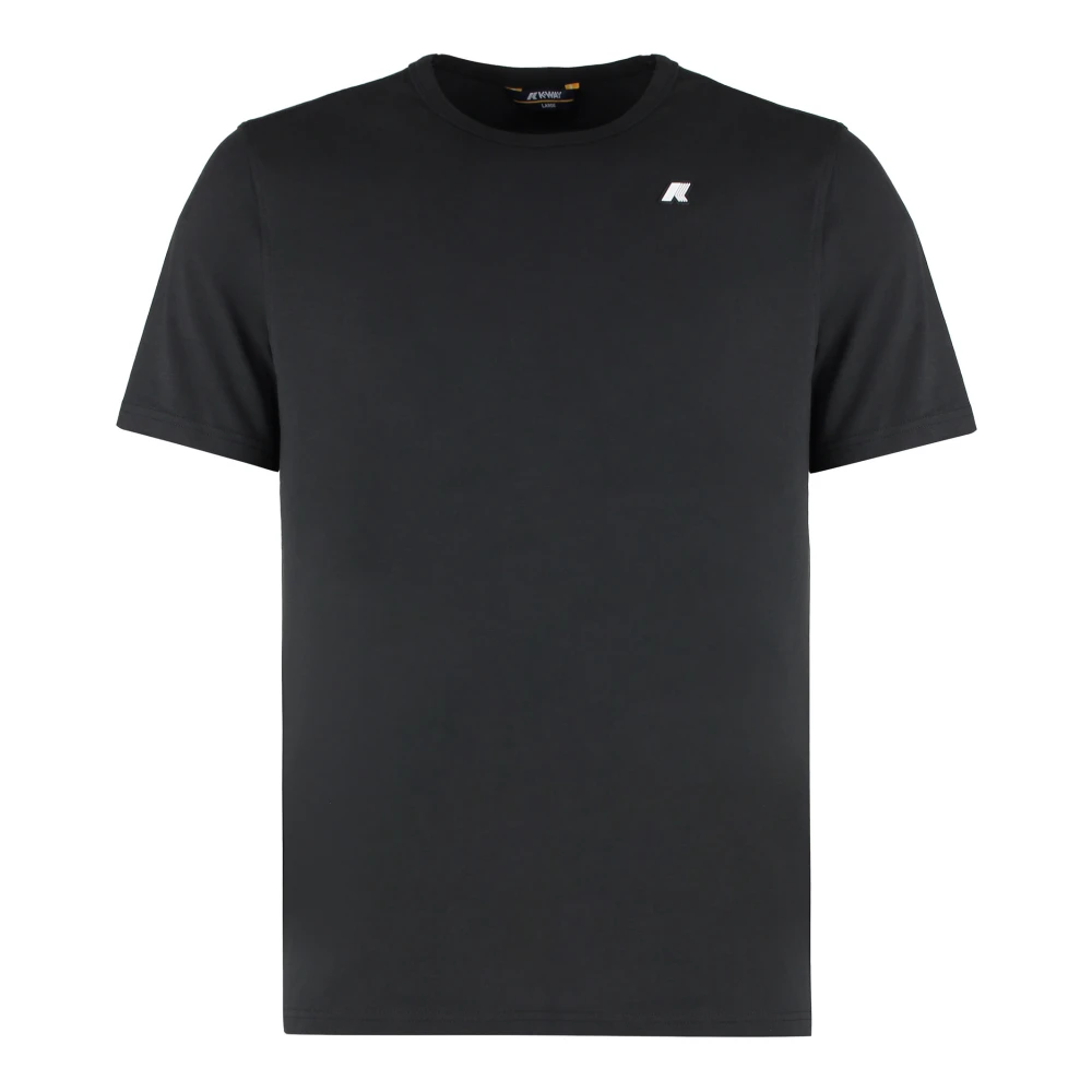 K-Way Herr Svart Toppar 2XL, Bomull, Adame Bomulls T-Shirt Med Rund Hals
