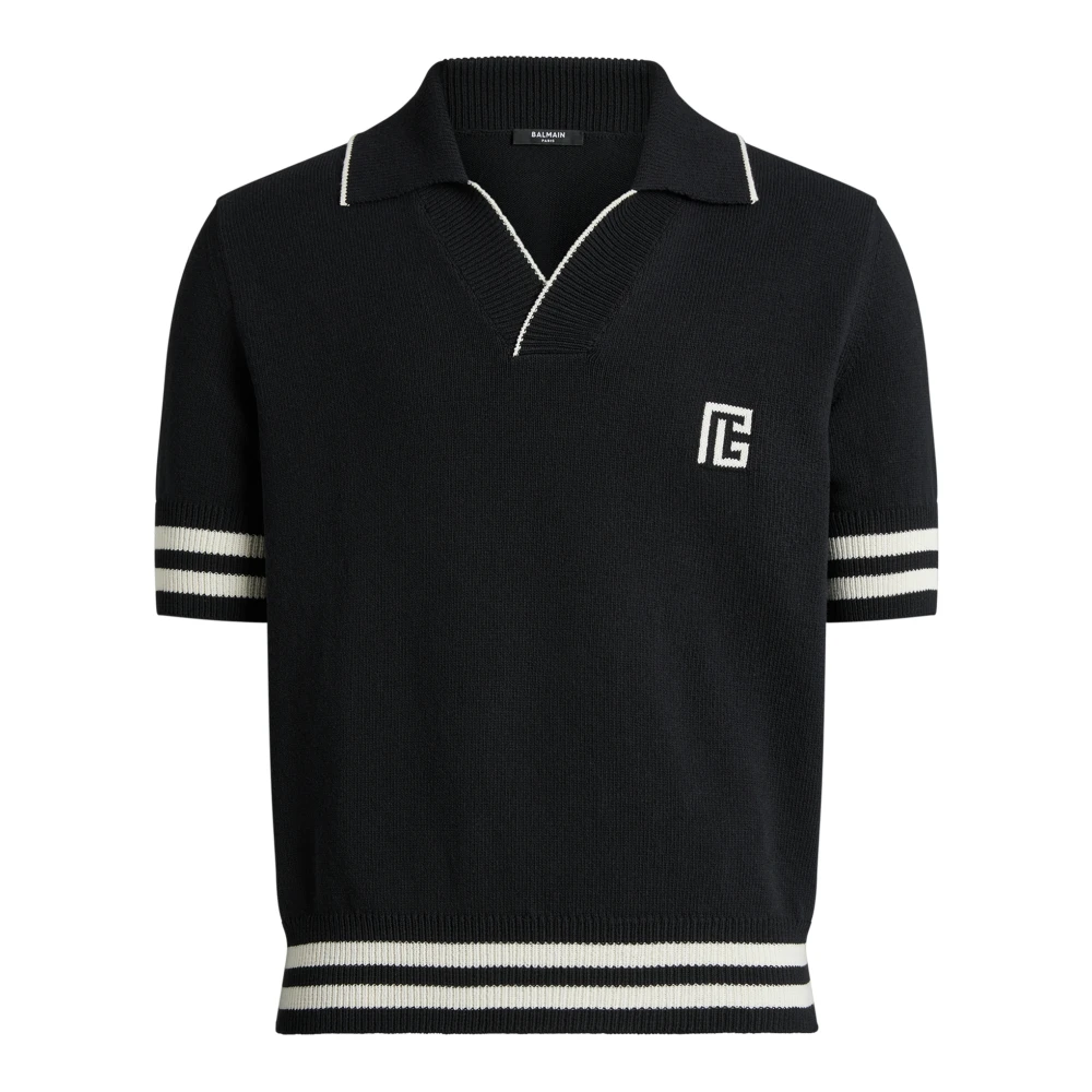 Balmain Uomo Nero - Pb Knit Polo - Knitwear - Xl