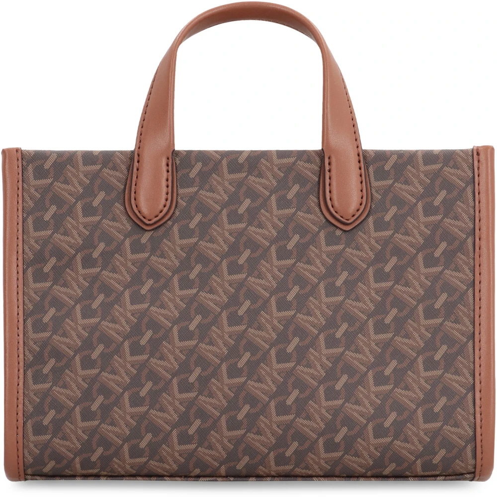 Michael Kors Bedrukte canvas messenger tas met leren details Brown Dames