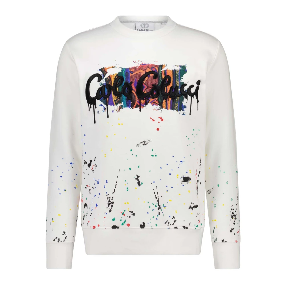 Carlo colucci Sweatshirt met Logo en Kleurrijke Print White Heren