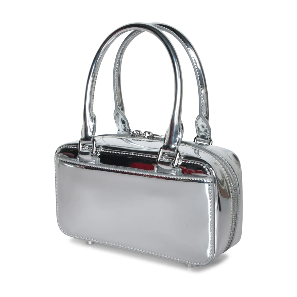 Self Portrait Glanzende Zilveren Mini Tote Tas Gray Dames