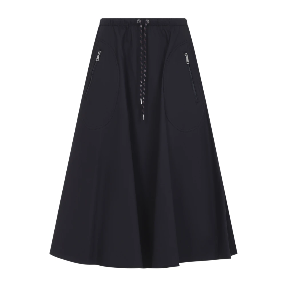 Moncler Women's Blue Midi Skirts, Xs, Drawstring Skirt