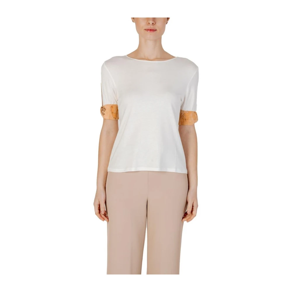 Alviero Martini 1a Classe Beige Viscose Blend T-Shirt Dames Collectie White Dames