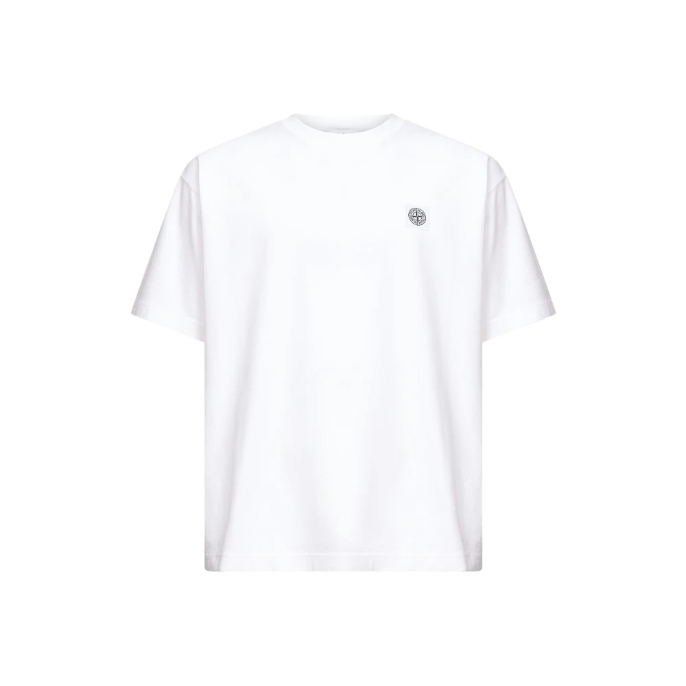 Stone Island Men's White Compass Patch T-Shirt
