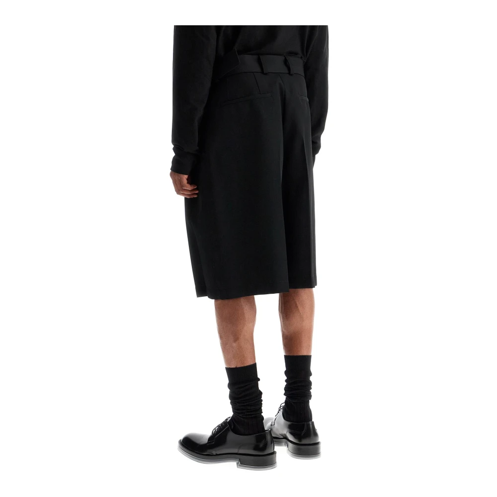 Jil Sander Wollen Gabardine Bermuda Shorts Black Heren